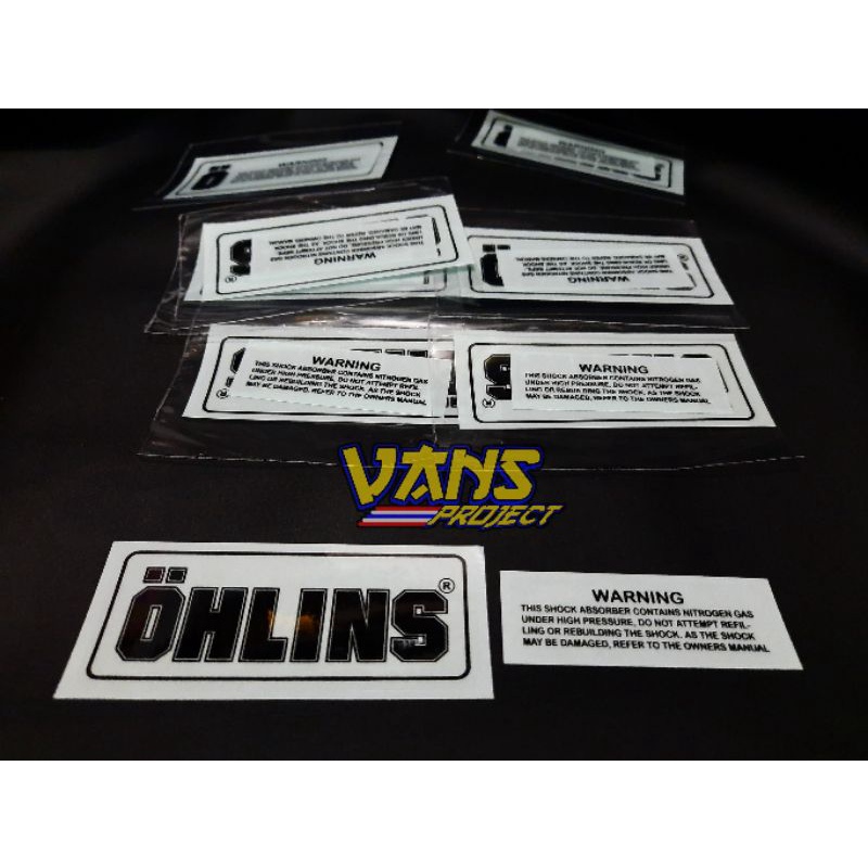 STICKER SHOCK OHLINS TABUNG Transparan plus WARNING Shockbreaker