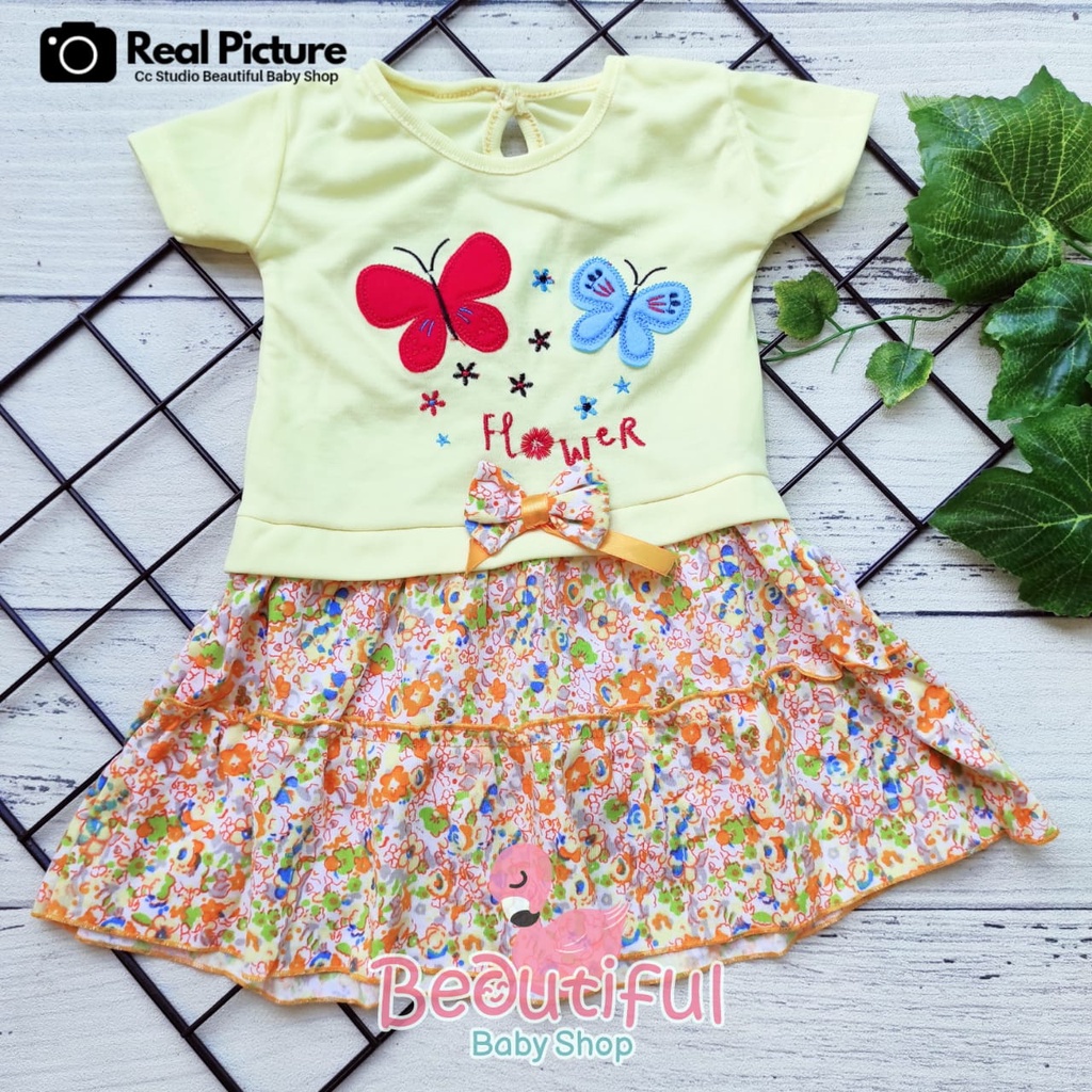 Baby.ou - Dress Bayi Perempuan Motif Kupu Bunga / Rok Baju Bayi Perempuan  Merk Rifky / Baju Bayi Perempuan