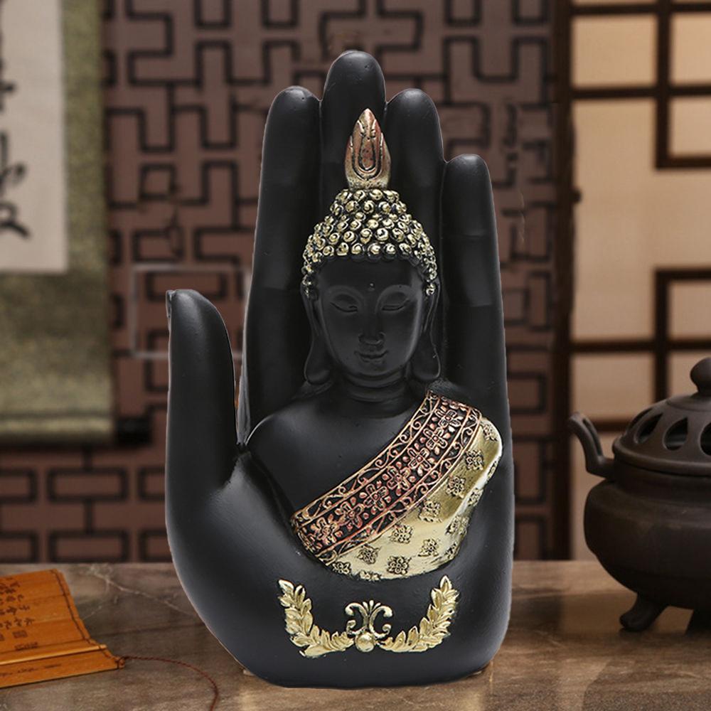 [Elegan] Patung Buddha Resin Buatan Tangan Meditasi Dekorasi Ruang Tamu Fengshui Palm Buddha