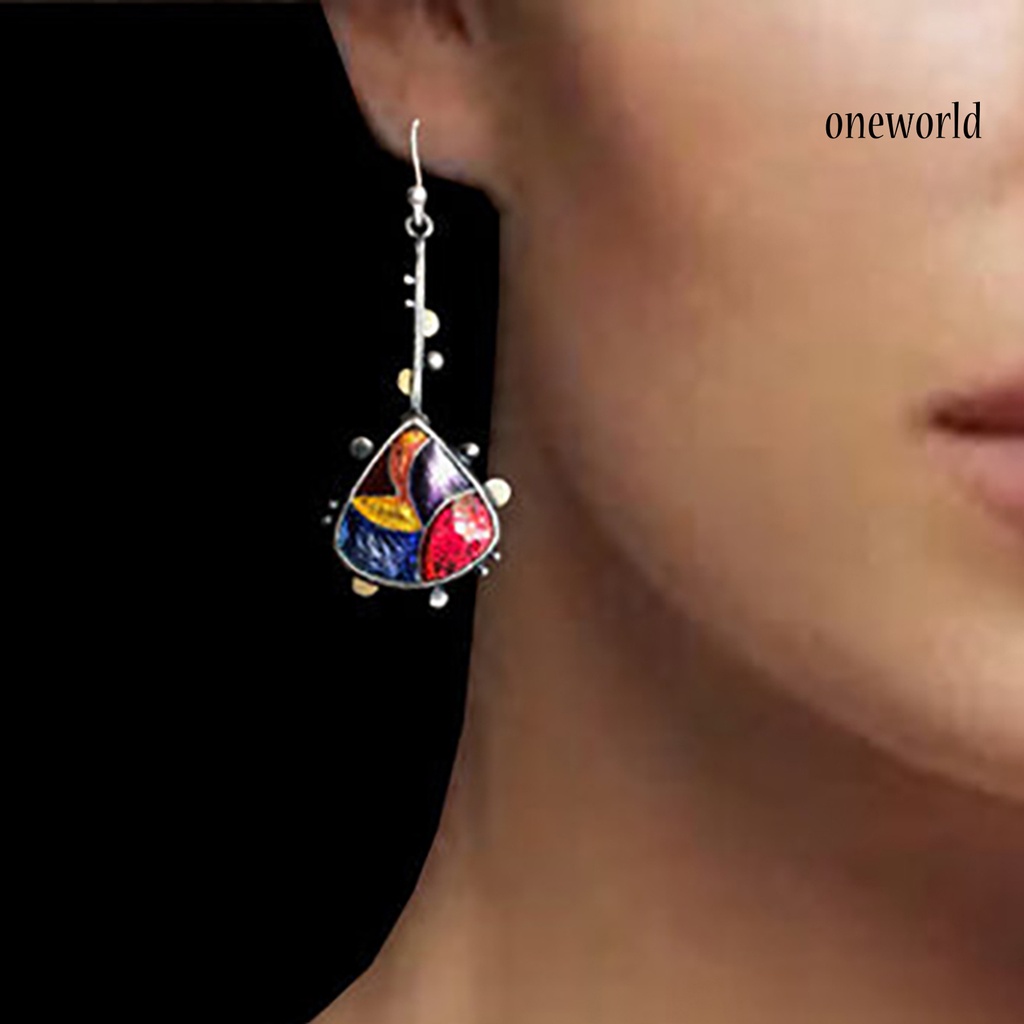 OW# Women Waterdrop Shape Rhinestone Dangle Ear Stud Long Hook Earrings Jewelry Gift