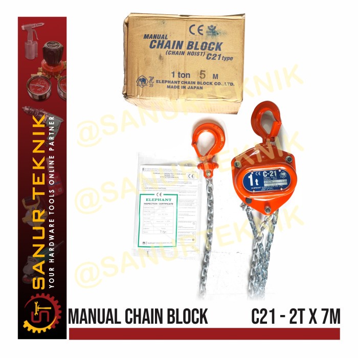 ELEPHANT C21 Manual Chain Block / Katrol / HOIST 2 TON x 7 METER