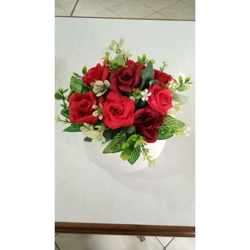 Bunga Hias Mawar Merah Artificial