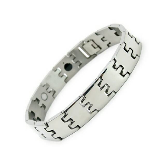 Gelang Pria Magnet Titanium Silver Kesehatan