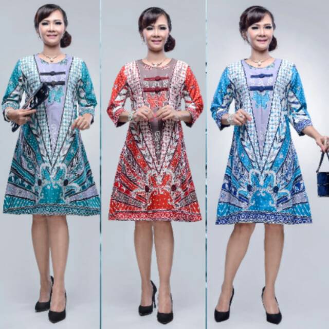 DRESS WANITA JUMBO, MINI DRESS READY BIG SIZE, MINIDRESS BATIK SINARAN, DRESS BATIK MODERN