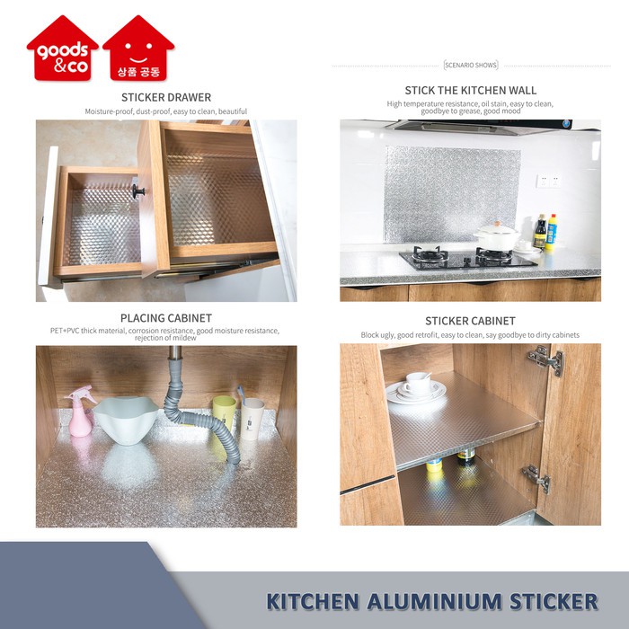 Sticker Dinding Dapur Aluminium Foil Anti Minyak Anti Air Anti Lembab