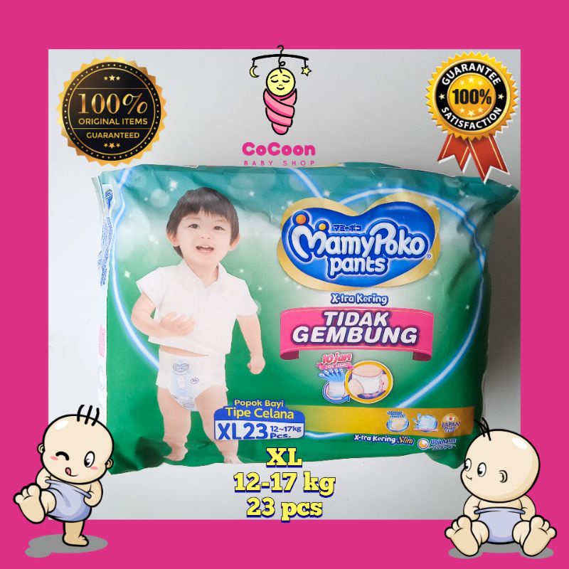 Popok Bayi Unicharm Mamypoko Slim Xtra Kering XL23 XL 23 Tipe Celana