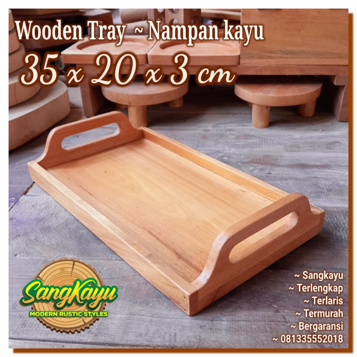 Nampan kayu nampan 35x20x3cm kotak nampan saji wooden serving tray