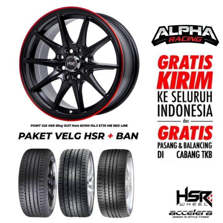 Paket Velg Mobil Ring15 Plus Ban HSR Buat Calya, Brio, Agya, Avanza, Sirion, Xenia Dll