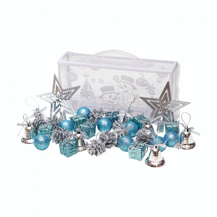 Hiasan Natal Mix Koper Snowman + Top Bintang / Biru / Hiasan Natal