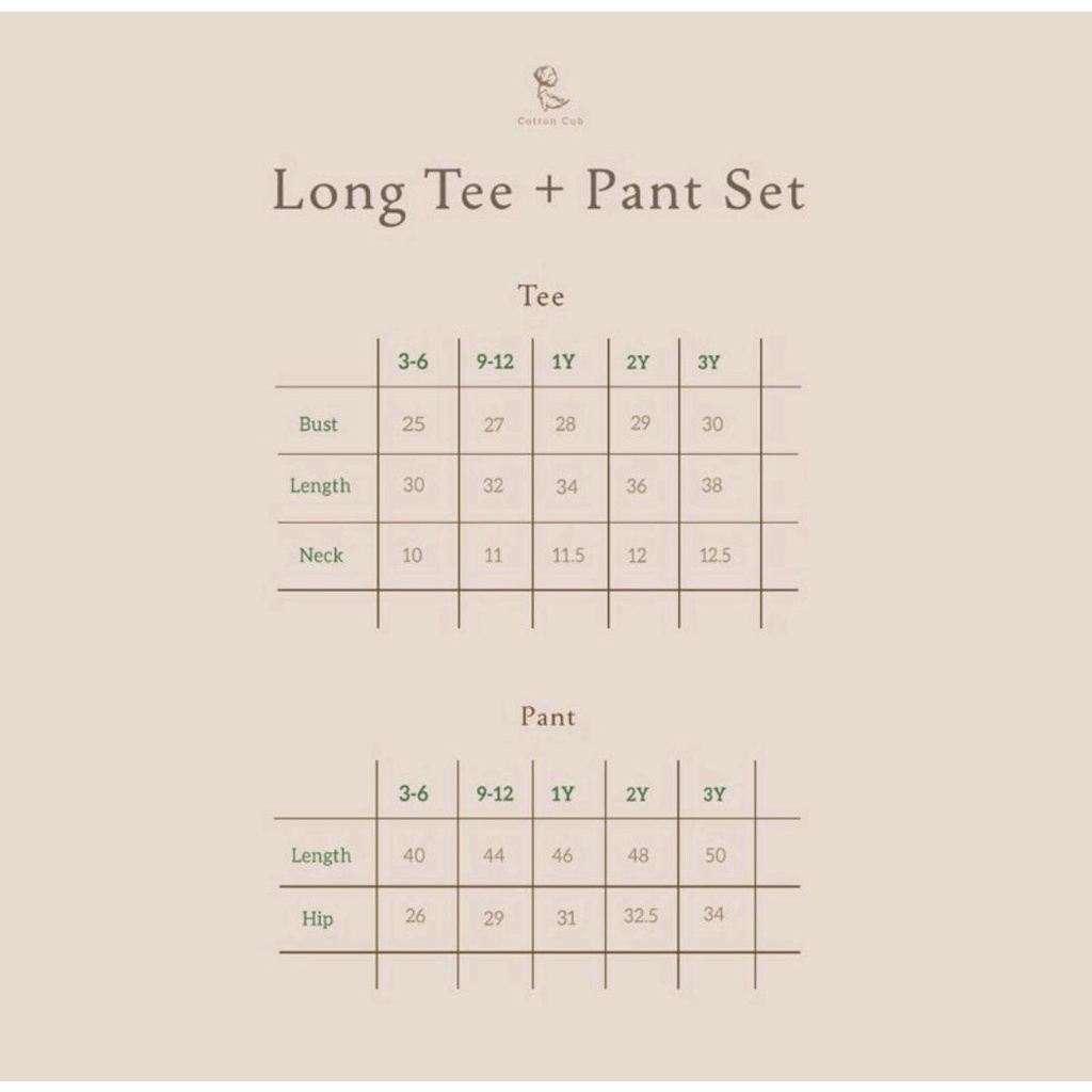 COTTON CUB LONG TEE + LONG PANT / SETELAN