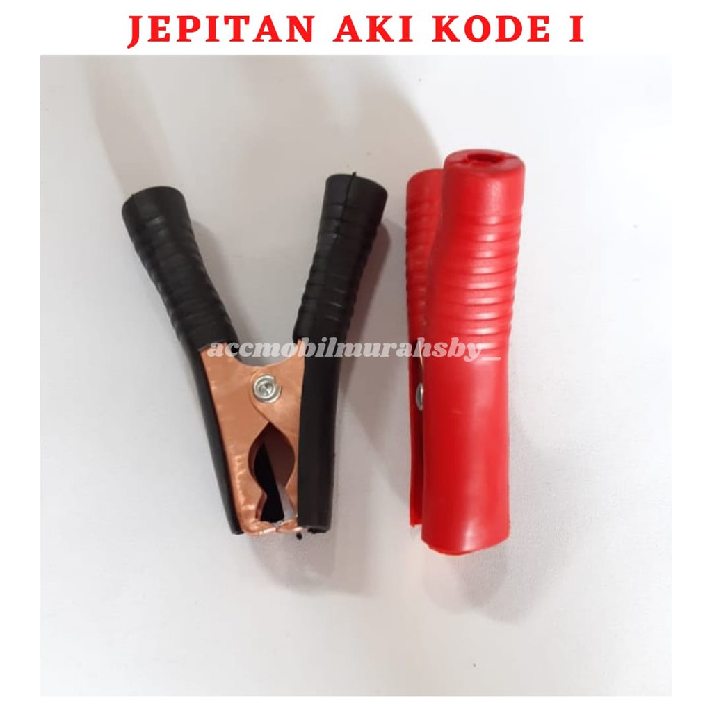 Jepitan buaya aki 100A aligator clamp klip besar jepit accu 1 set merah hitam (I)