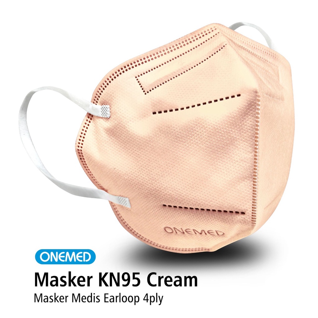 Masker Karet KN95 OneMed 4ply Box isi 20pcs - Cream OJB