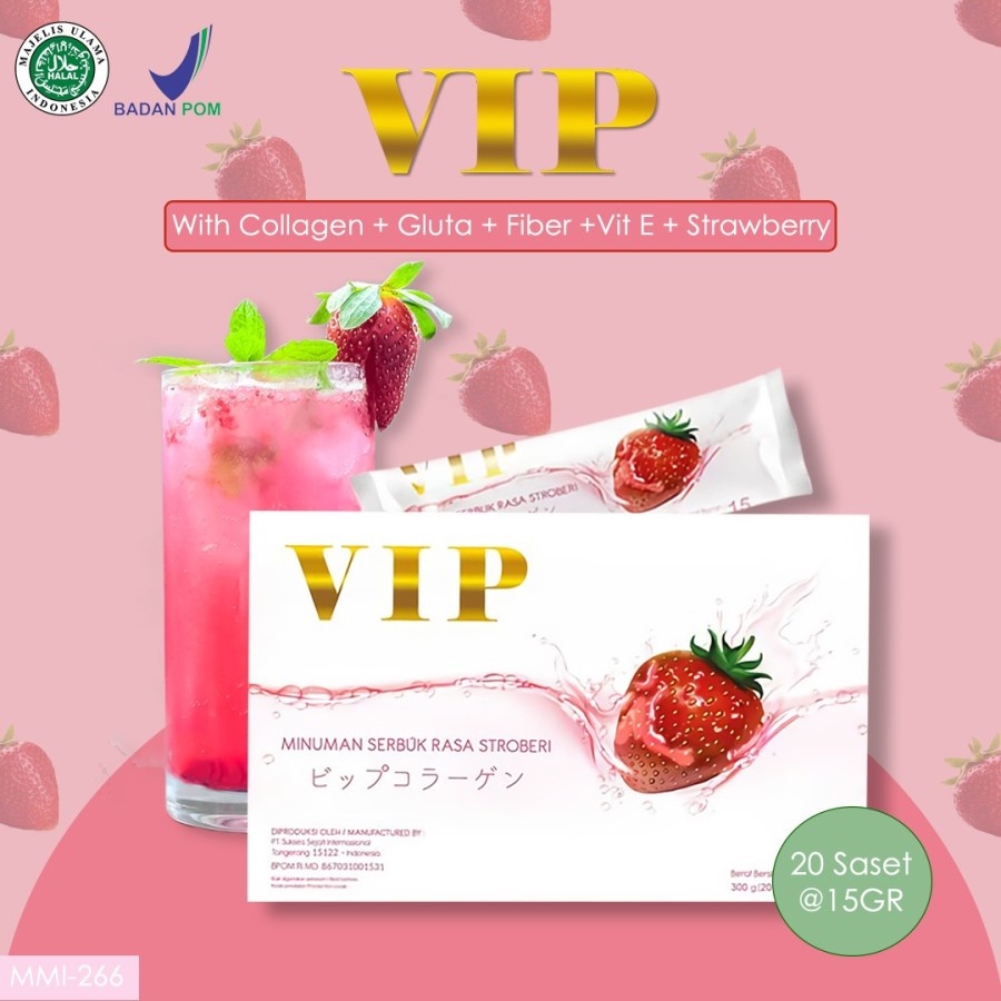 VIP COLLAGEN minuman serbuk rasa stroberi - MMI-266 20 sachet