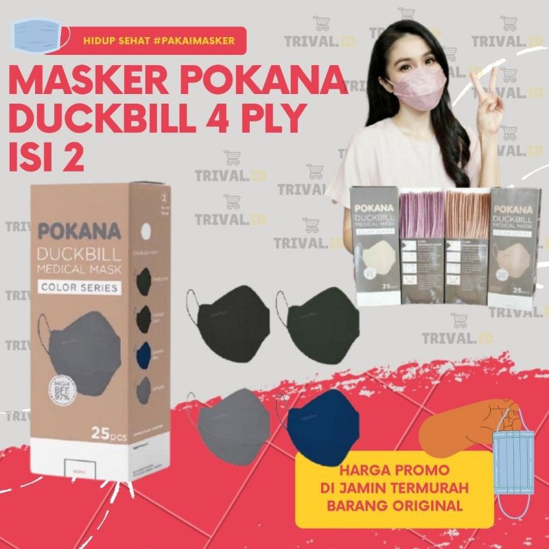 (PROMO) Masker POKANA DUCKBILL 4 PLY Surgical Face Mask isi 2 ORIGINAL