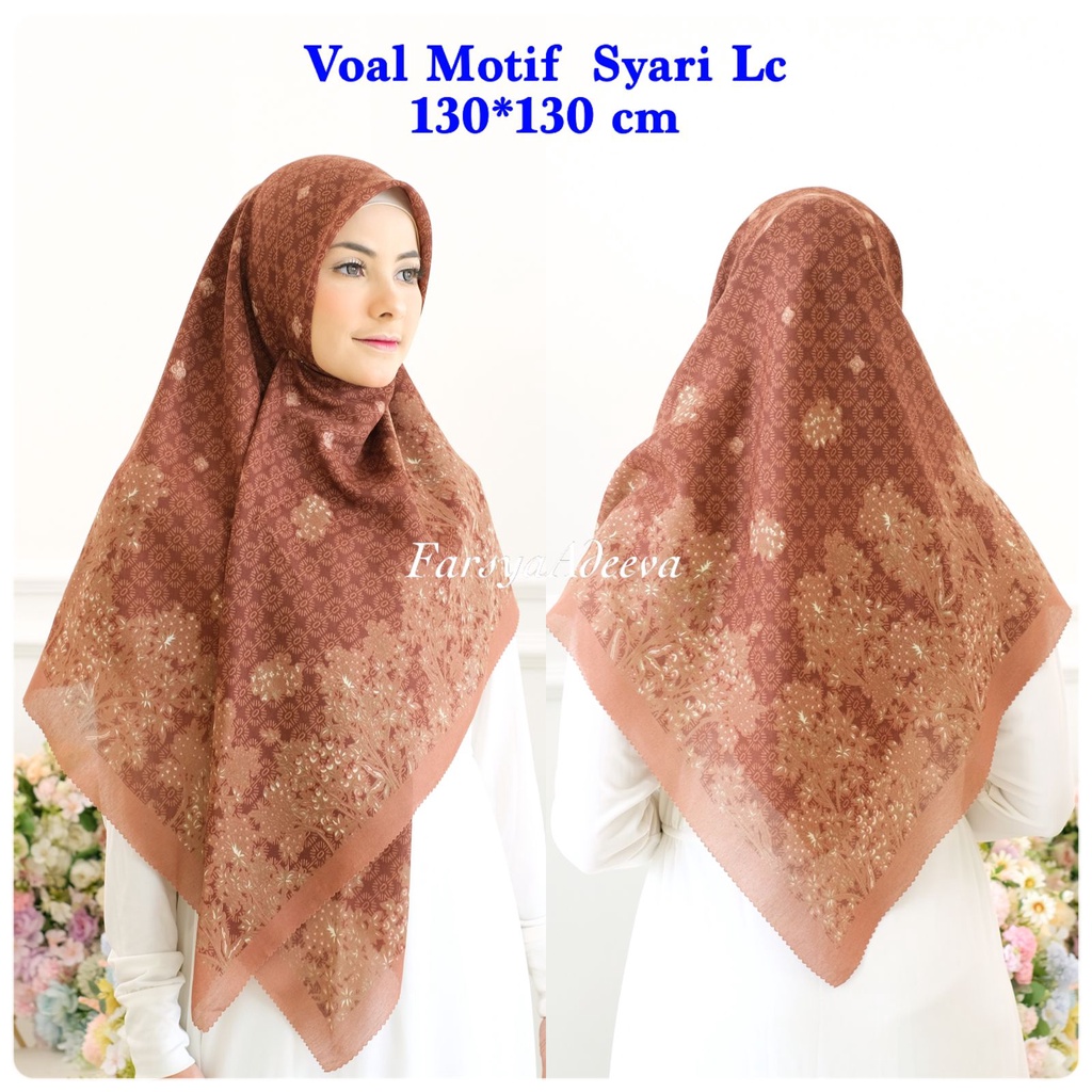 SERAGAM | New Hijab | 130 x 130 |Jilbab Segi Empat Syari Motif LC | Farsya Adeeva Voal Motif Syari L