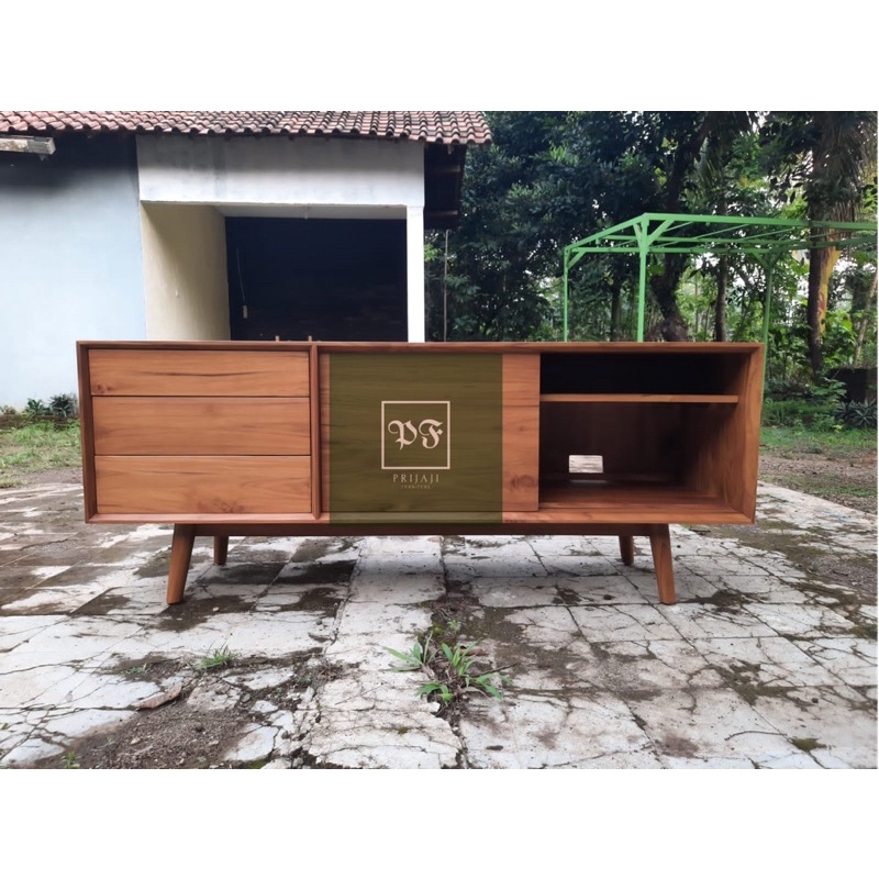 Kabinet TV Retro Jati - Lemari TV Jati