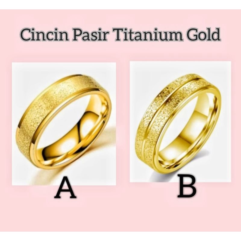 Cincin Pasir Titanium Gold Pria Wanita