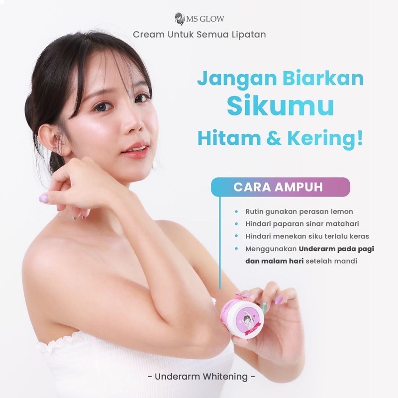 MS Glow Underarm Cream 15gr Krim Ketiak Lipatan Hitam MSGLOW Beauty