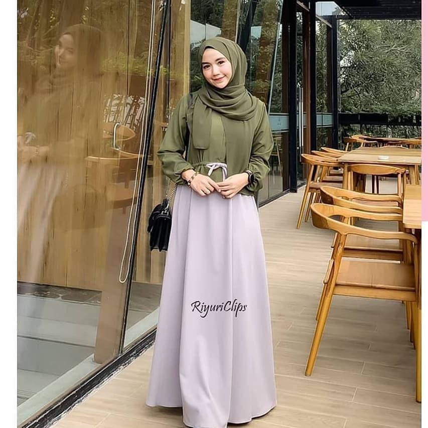 BINA DRESS Bahan Mosscrepe Pakaina Wanita Gamis Panjang Terusan Gamis Wanita Dress Mulim Terbaru