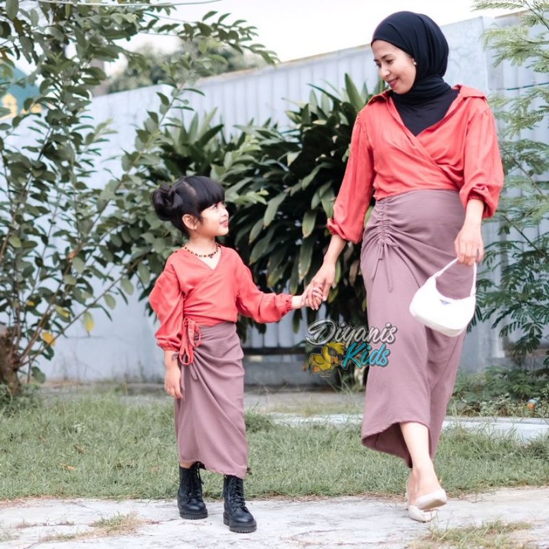 Rok serut crinkle couple ibu dan anak | Rok serut anak | Rok serut casual | Korean Skirt