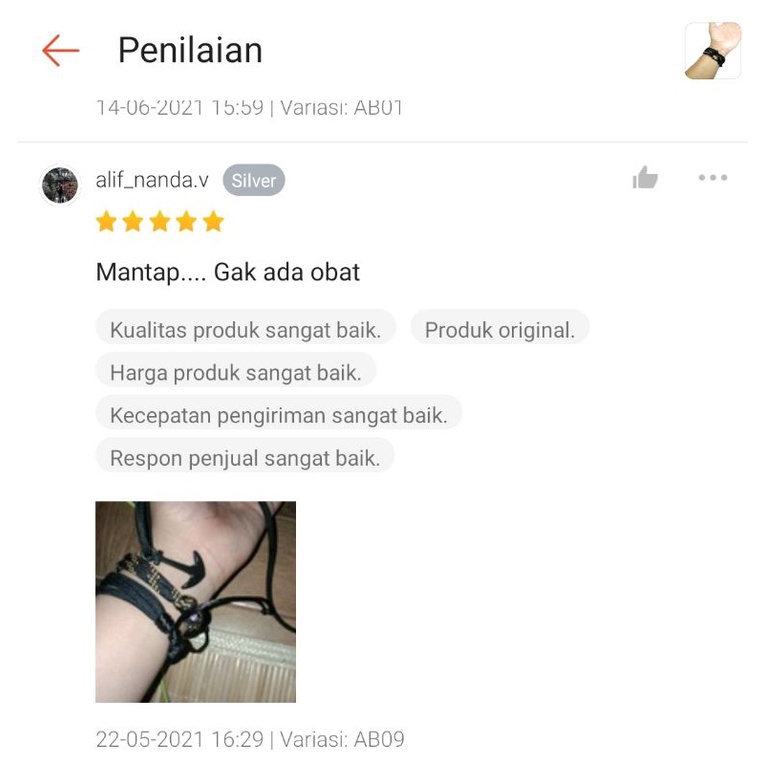 Advenlet Gelang Pria Keren Hitam Tali Paracord Prusik Paket Set Jangkar Warna Hitam Adjustable Premium