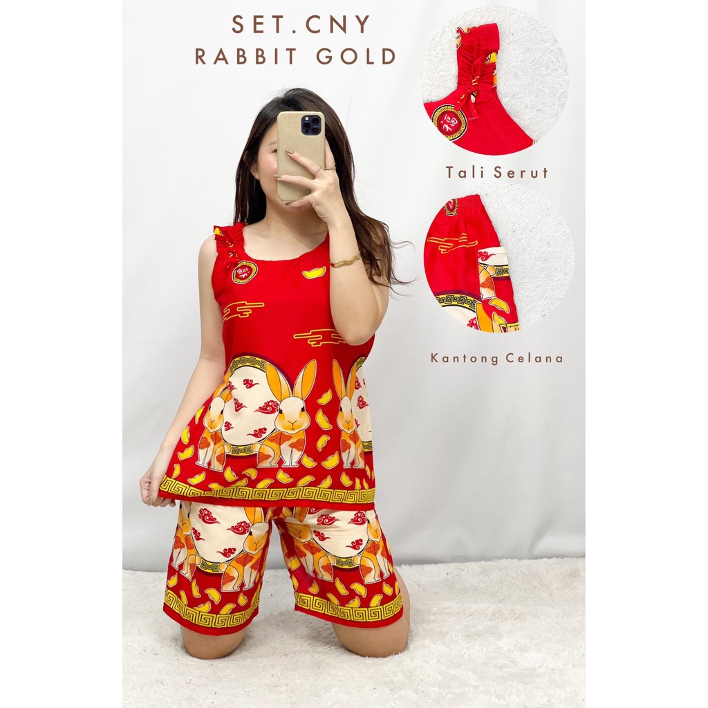 STELAN SET BAJU TIDUR IMLEK RABBIT GOLD RAYON 2023