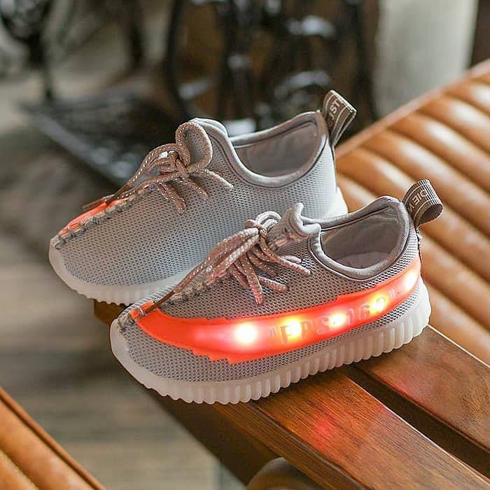 Sepatu Anak Unisex Lampu LED Anak Gray Pilot