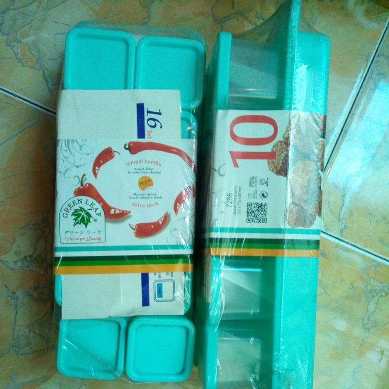 10 set tempat bumbu green leaf