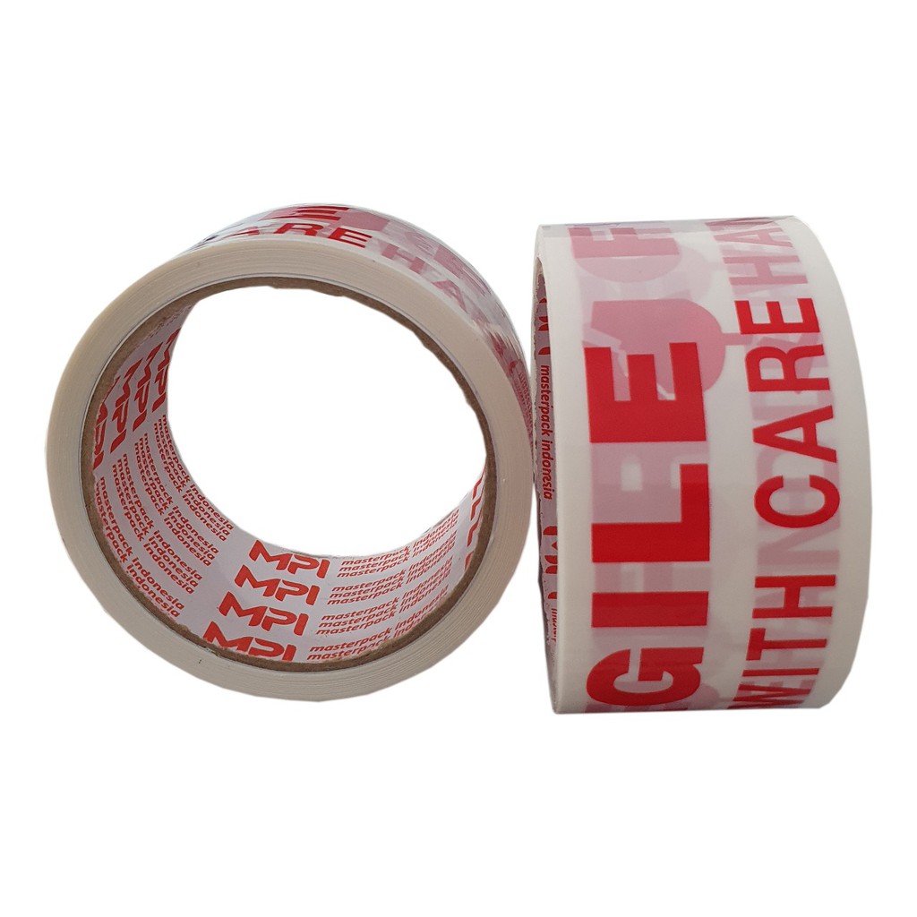 LAKBAN FRAGILE PUTIH HANDLE WITH CARE 50 YARD MASTER PACK INDONESIA