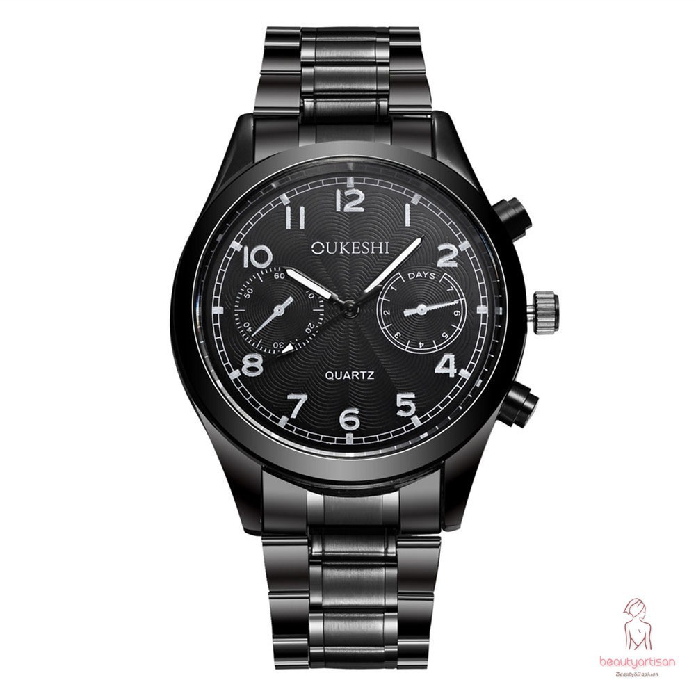 Murah [Bayar Di Tempat]BR OUKESHI Jam Tangan Quartz Bisnis Simple Strap Stainless Steel untuk Pria