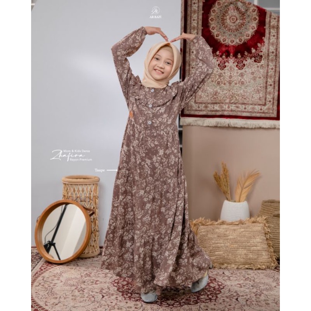 pakaian muslim dress gamis couple gamis anak untuk SD zhafira dress kids by arrafi ORI terbaru termu
