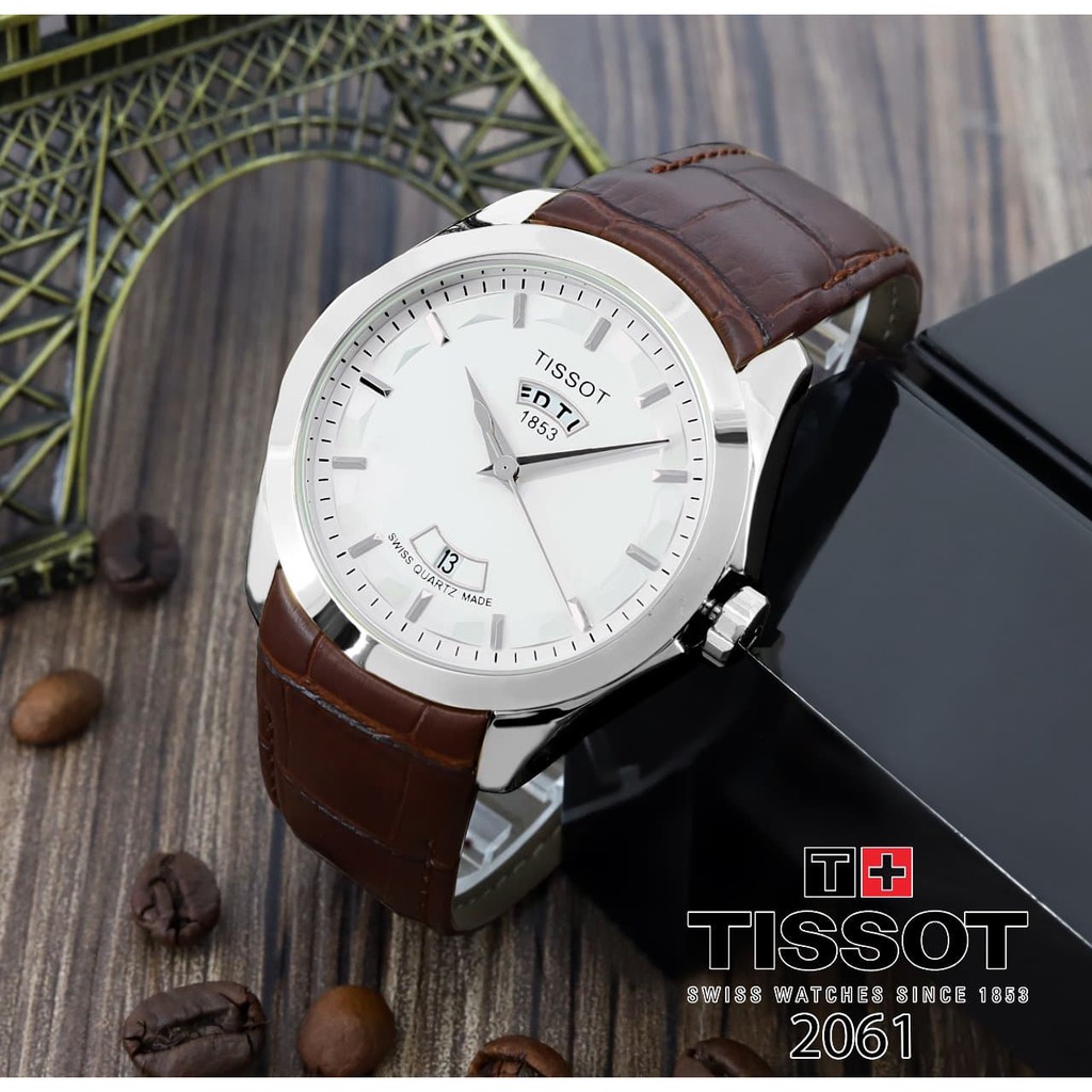 Cliza Yoro Jam Tangan Pria T15s0t Daydate 02 Leather Brown White