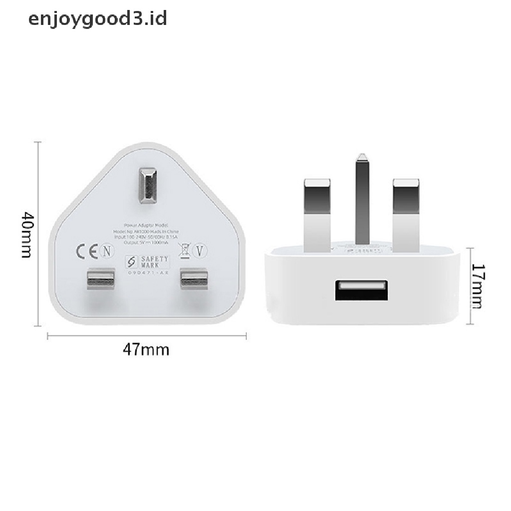 (Rready Stock) Adaptor Charger 1 Port USB 3 Pin UK ORIGINAL