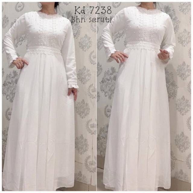 Gamis putih zahira / gamis busui / gamis muslim / gamis sifon / gamis cantik