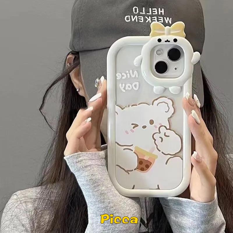 Case Motif Beruang Kecil Untuk Oppo A95 A17 A17K A77S A3s A15 A5s A7 A12 A16 A96 A57 A16s A54 A52 A31 A55 A76 A9 A74 Reno 5 4F 733 Az A11 A3 A52 Az Case Lensa Desain Monster