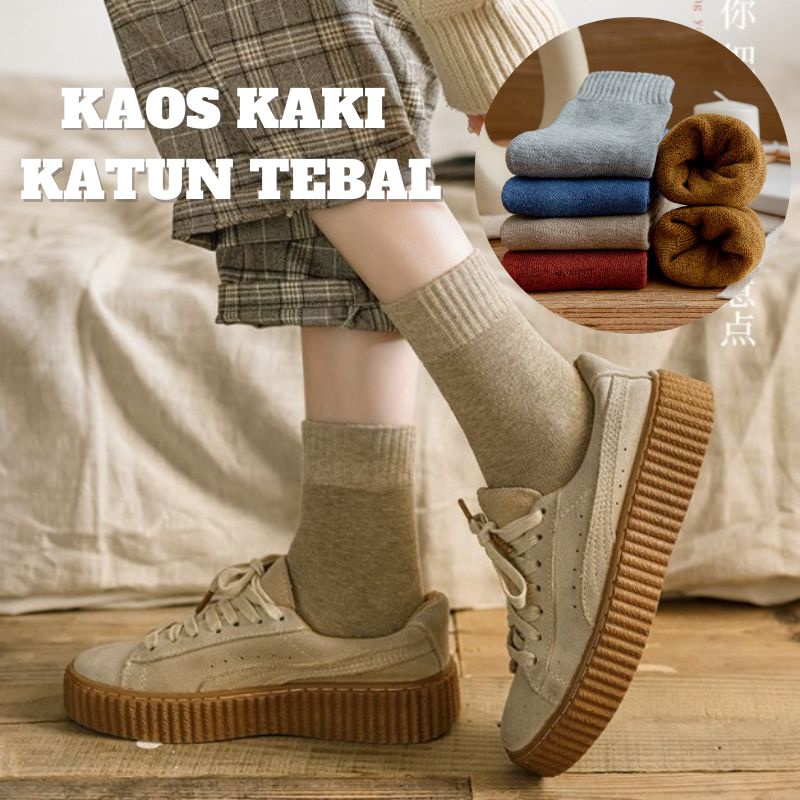 Kaos Kaki Winter Wanita Tebal Hangat Winter Socks Musim Dingin POLOS