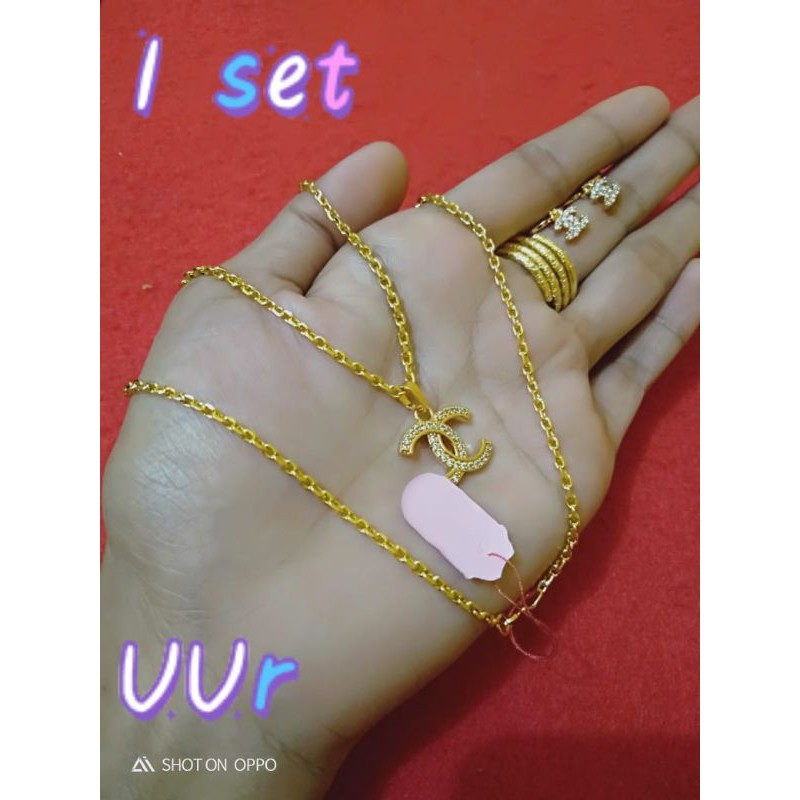 1 set perhiasan lapis emas(kalung+cincin+anting)