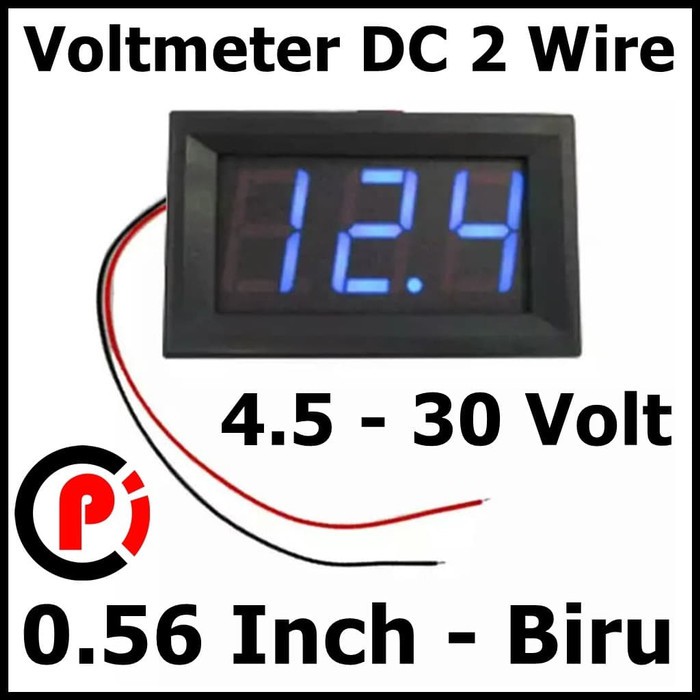 Digital 2 wire DC Voltmeter 4.5-30v 0.56&quot; Frame Volt Meter Biru