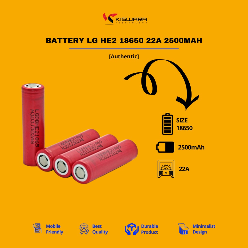 Battery LG HE2 18650 22A 2500mAh [Authentic]