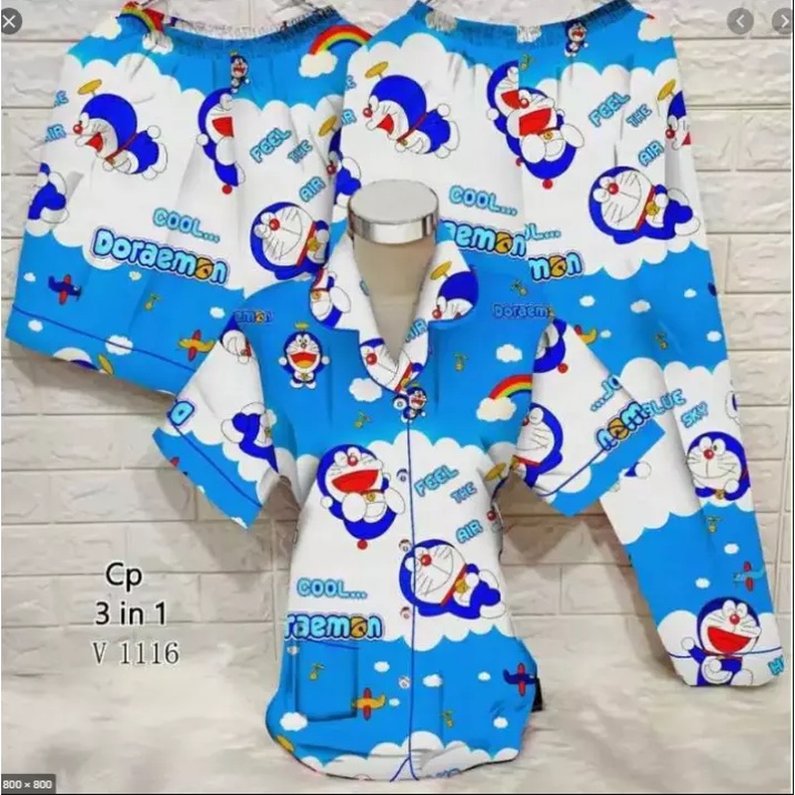 hokyfashion PIYAMA/BAJU TIDUR CP 3 IN 1 POOH HAPPY-1