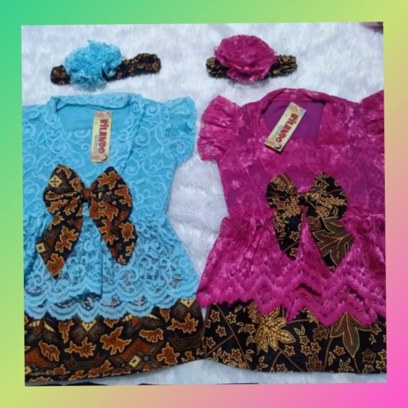 setelan kebaya bayi krah V/kebaya bali baju adat/setelan kebaya kutubaru anak lucu tedak siten