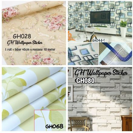 Wallpaper Dinding Sticker Walpaper Stiker Wallstiker Motif Batik Bunga Garis Karakter GH080 - WORLDHOME