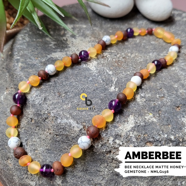 Kalung Amber Anak Premium Mix Gemstone NMLG156 By Amber Bee