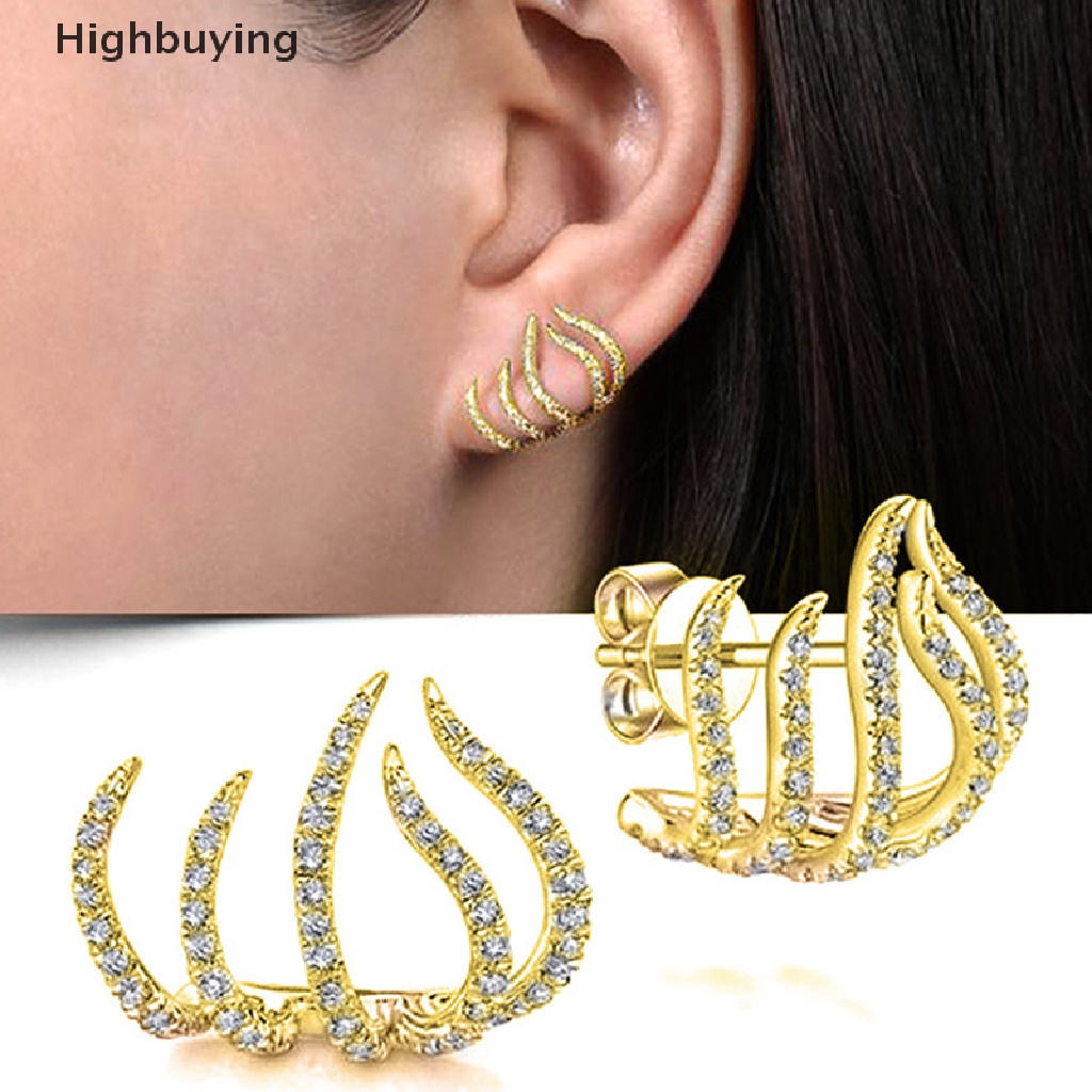 Hbid 1 Pasang Anting Tusuk Desain Cakar Hias Zircon Gaya Modern / Minimalis Untuk Wanita Glory