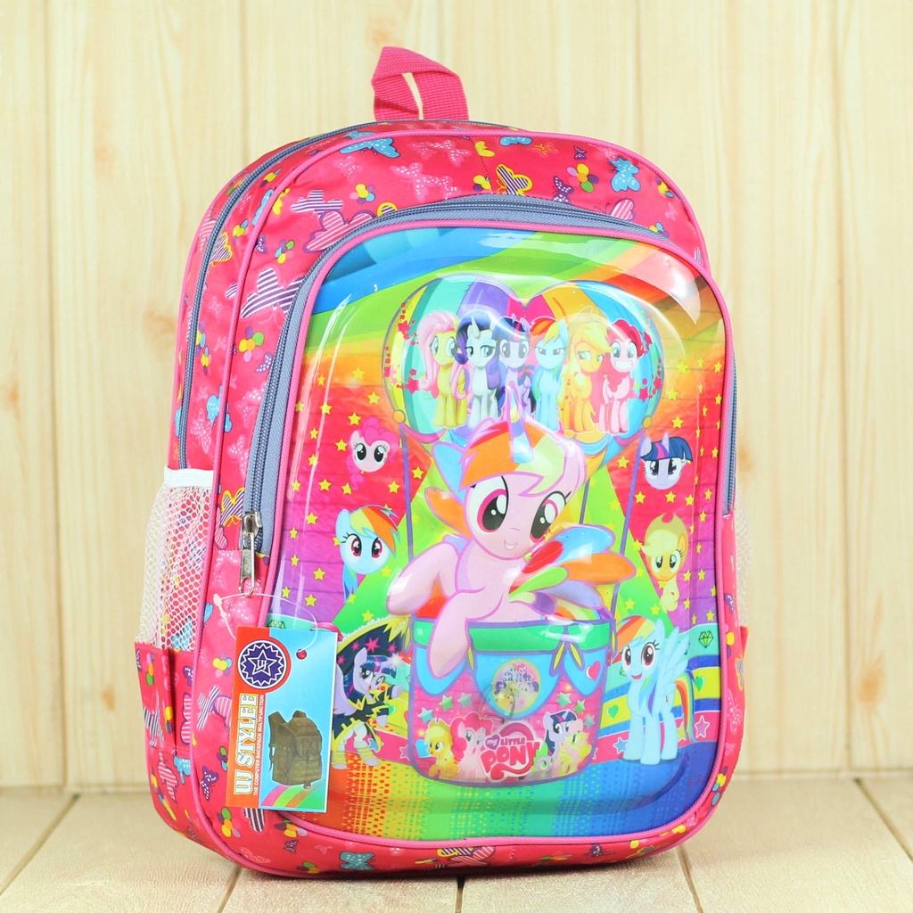 Tas Sekolah Anak Perempuan TK Lampu Kuda Pony Pink Paud  Gambar Kartun Karakter Terbaru Lucu Premium SD SMP Mini Murah BT-21 Motif Karakter Berkualitas