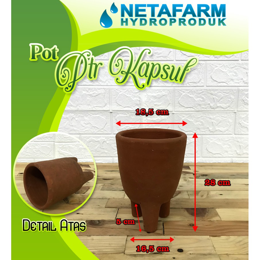 Pot Gerabah Terracotta / NF Kaki Gelas 25 L (D = 18,5 T = 28)