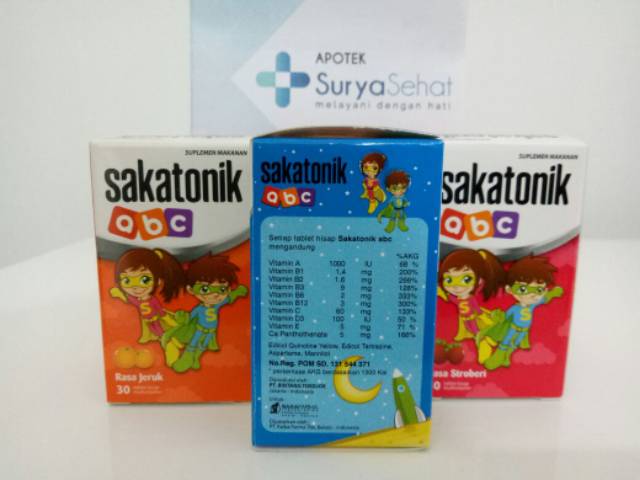 SakatoniK ABC isi 30 tablet hisap rasa Jeruk - Tutti Fruti - Strawberry - Anggur