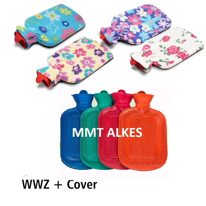 wwz + cover - Bantal Kompres Air Panas Buli Buli Hot Water Bag Warm Water Zak / alat kompres isi air