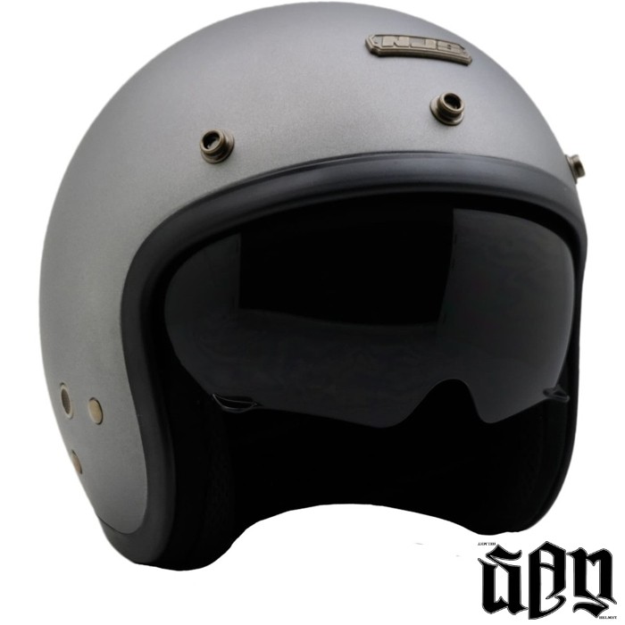 HELM HALF FACE NJS NX-2 SILVER GLOSSY / DOFF ORIGINAL INNER VISOR FREE PET RETRO