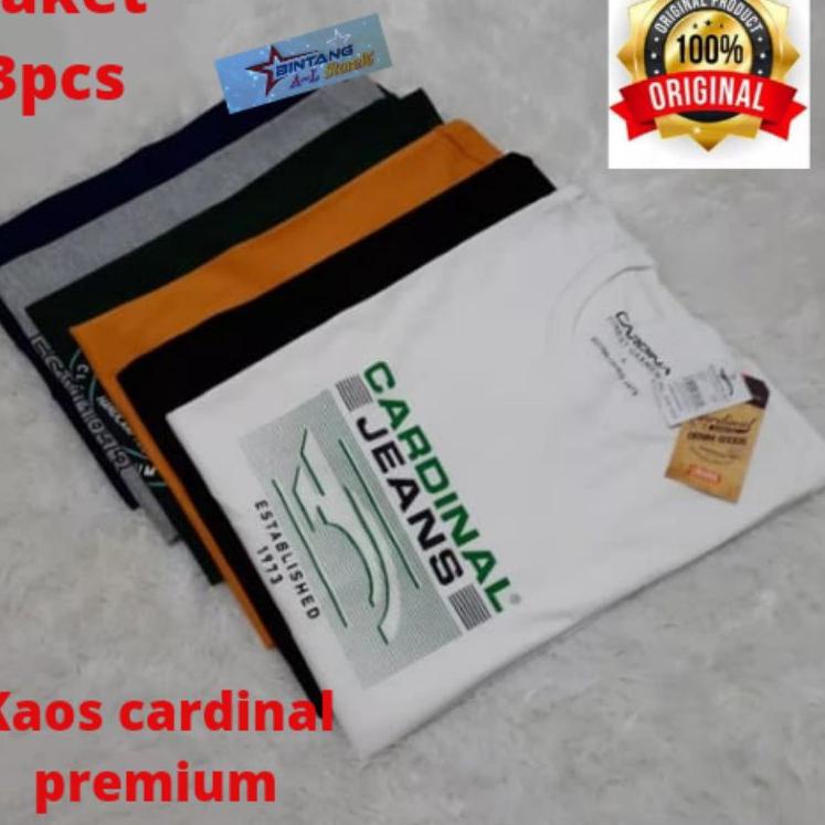 Terbaru.. PROMO 3PCS 100k Kaos CARDINALL PREMIUM MOTIF RANDOM ACAK M, L, XL, XXL, XXXL, | kaos distr